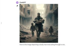 シェアする前に深呼吸! ガザ地区の子供を抱えて逃げる男性のフェイク写真が出回る(掲載時タイトル: シェアする前にひと呼吸! ガザ地区で子どもを抱えて避難する男性のフェイク画像が拡散)