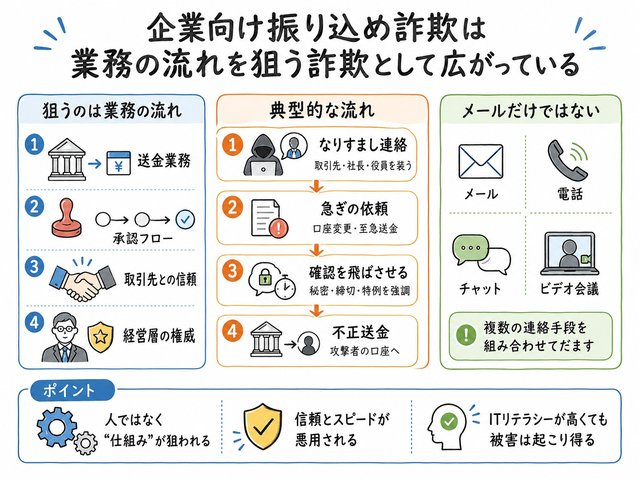 企業も「振り込め詐欺」に狙われている！ 業務フローの隙を突いたり、社内外の信頼関係を悪用したりする手口を知っておこう
